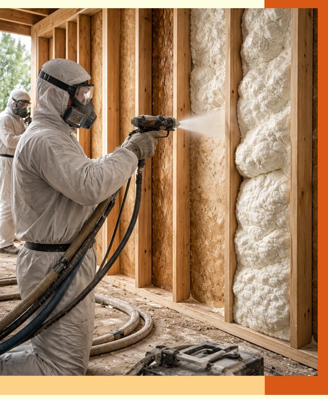 Утепление каркасного дома ППУ в Пушкино от 2904 руб./м2 — работа под ключ | ТепломастерПшк