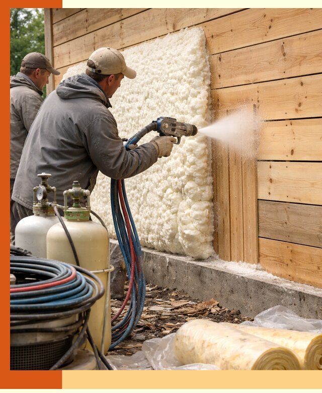 Утепление деревянного дома пенополиуретаном в Пушкино