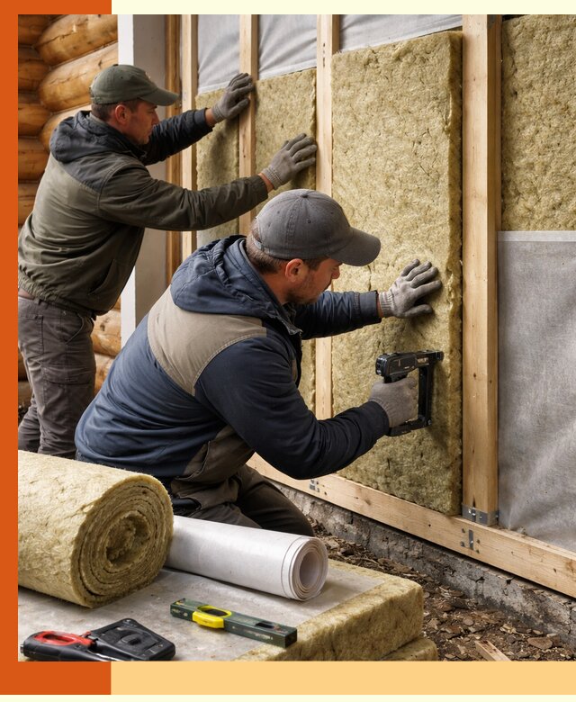 Утепление бревенчатого дома под ключ в Пушкино