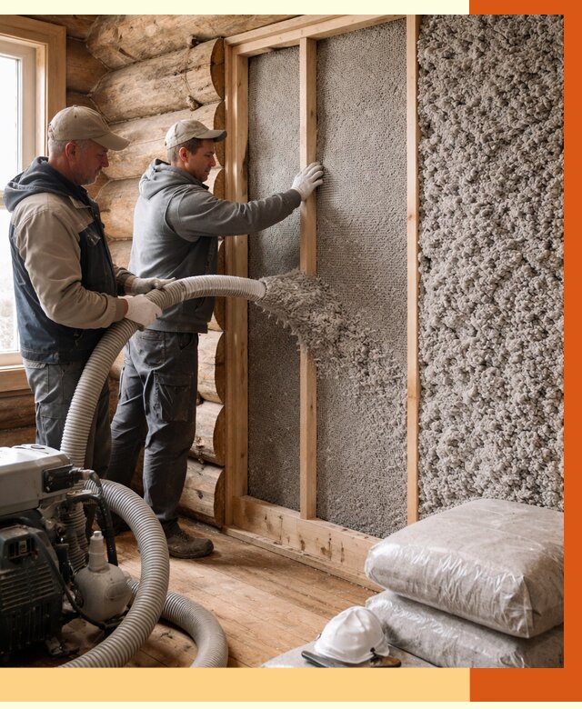 Утепление бревенчатого дома эковатой в Пушкино от 2853 руб. | ТепломастерПшк