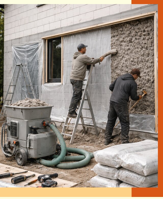 Утепление дома из газобетона эковатой в Пушкино от 4668 руб./м2 | ТепломастерПшк