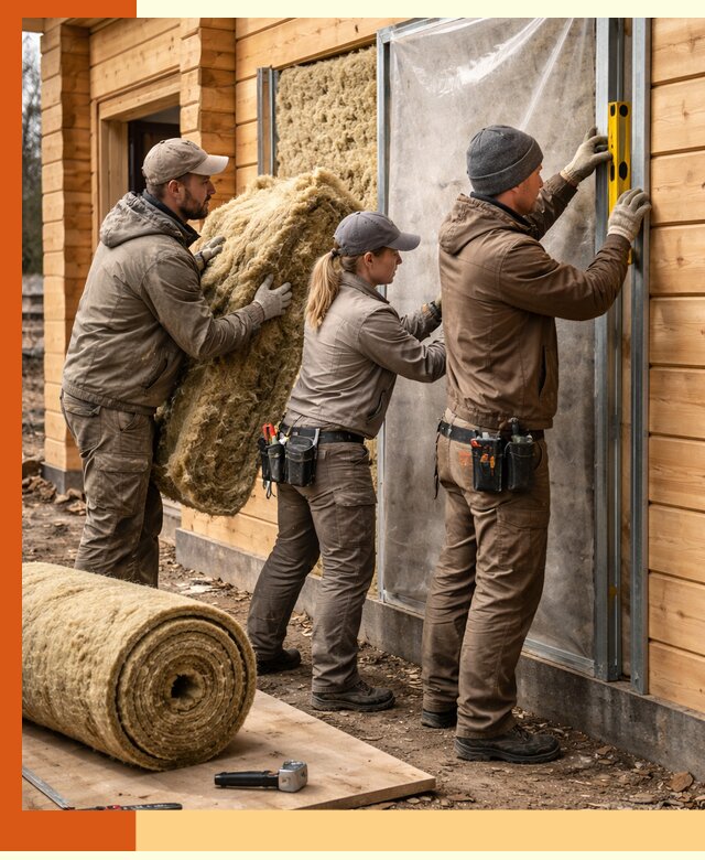 Утепление дома из двойного бруса в Пушкино качественно и надёжно