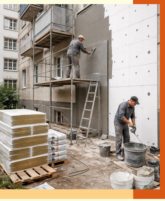 Утепление квартиры снаружи в Пушкино от 6379 руб/м2 под ключ | ТепломастерПшк