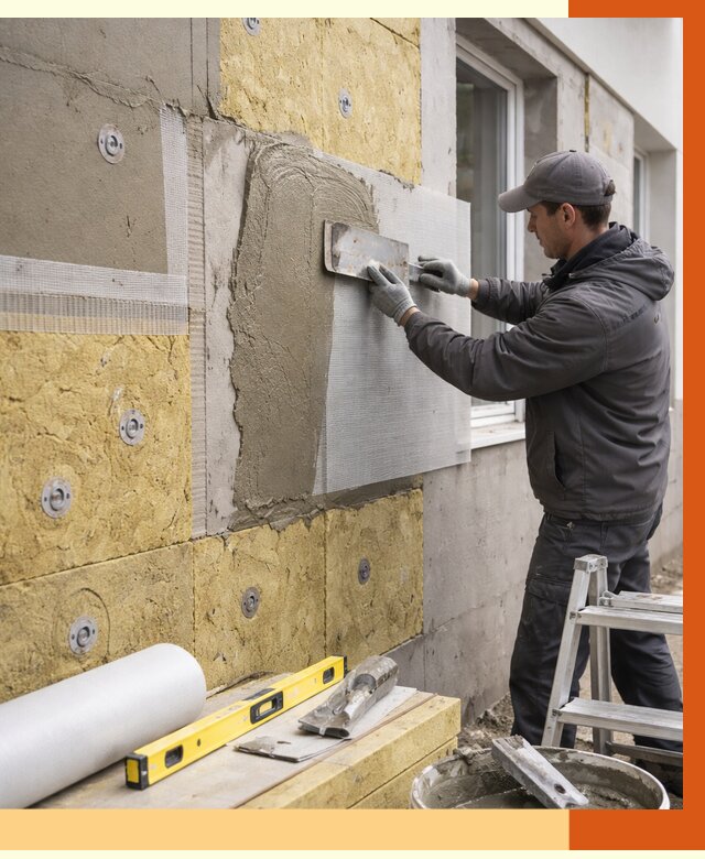 Утепление фасада под штукатурку в Пушкино от 4357 руб/м2 — монтаж пенопластом и минватой | ТепломастерПшк