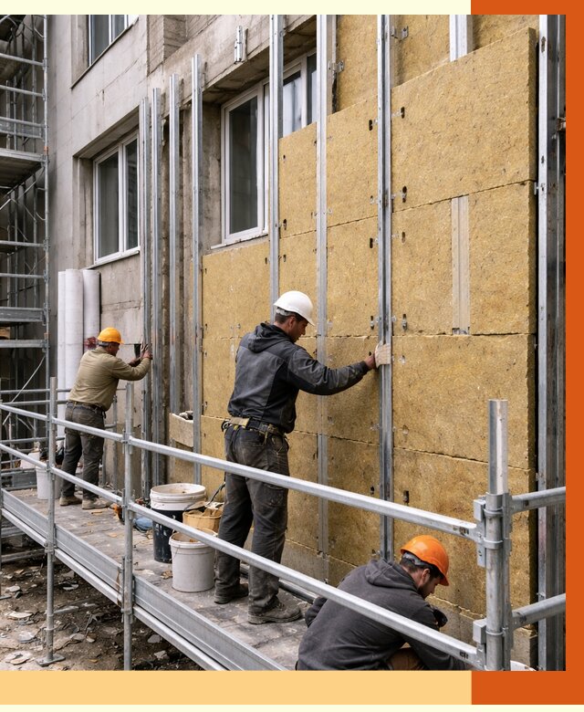 Утепление вентилируемого фасада в Пушкино от 5809 руб/м2 — монтаж и утепление вентфасад | ТепломастерПшк