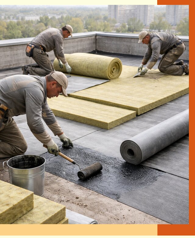 Утепление плоской крыши в Пушкино от 7469 руб./м2 под ключ | ТепломастерПшк