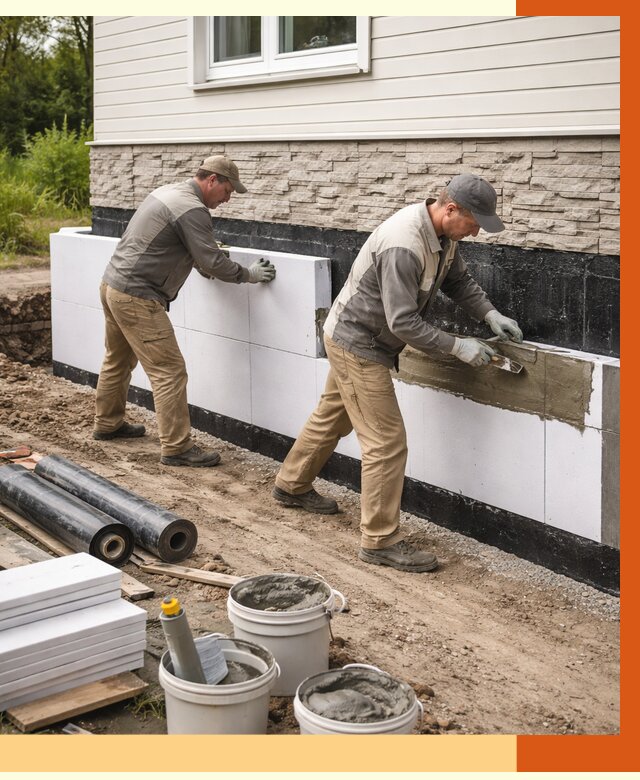 Утепление фундамента снаружи в Пушкино от 4357 руб. за м² | ТепломастерПшк