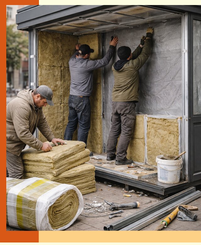Утепление павильона шаурмы под ключ в Пушкино