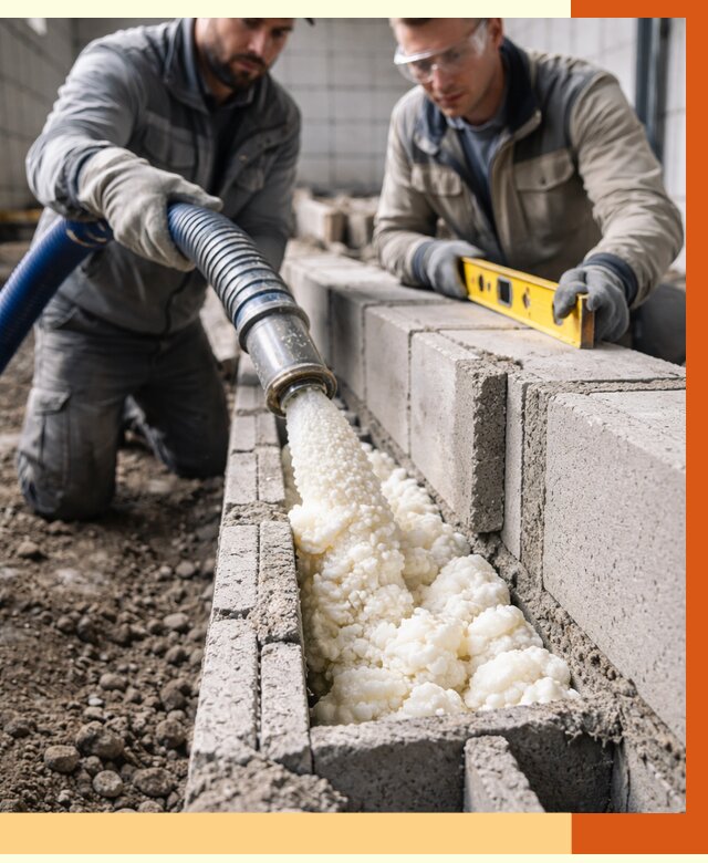 Заполнение колодцевой кладки ППУ в Пушкино от 4357 руб. за м2 | ТепломастерПшк