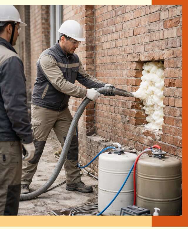 Заливка ППУ в пустоты кирпичной стены в Пушкино от 2853 руб. | ТепломастерПшк