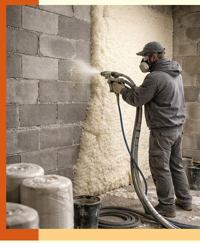 Утепление блочной стены ППУ в Пушкино качественно и надёжно