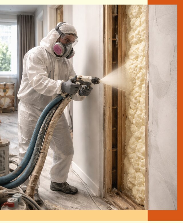 Межстеновое утепление ППУ в Пушкино от 2853 руб/м2 — межстенное утепление под ключ | ТепломастерПшк