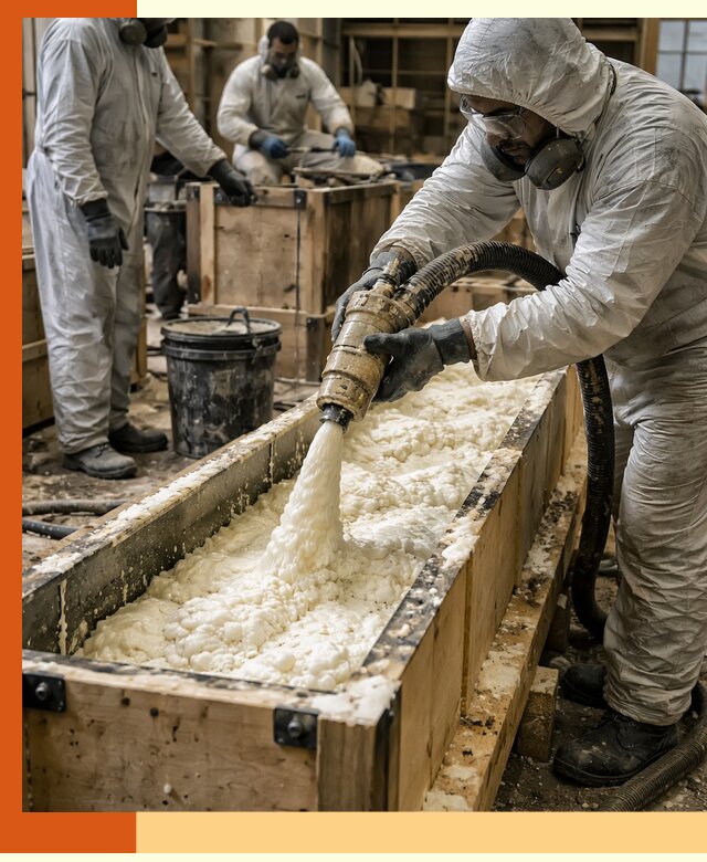 Заливка пенополиуретана в формы для утепления в Пушкино