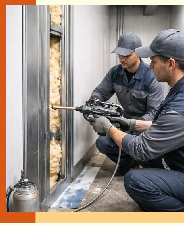 Заполнение пустот холодильных панелей в Пушкино специализированной пеной