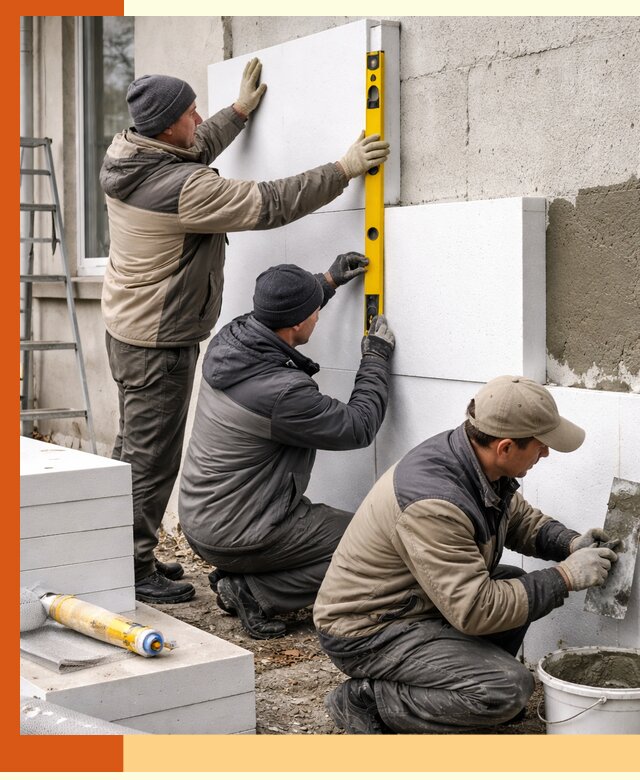 Утепление пенопластом наружных стен и фасадов в Пушкино