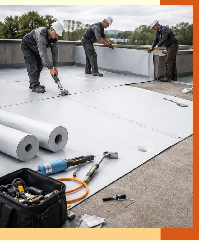 Гидроизоляция мембранной кровли в Пушкино от 7780 руб./м² — профессионально | ТепломастерПшк