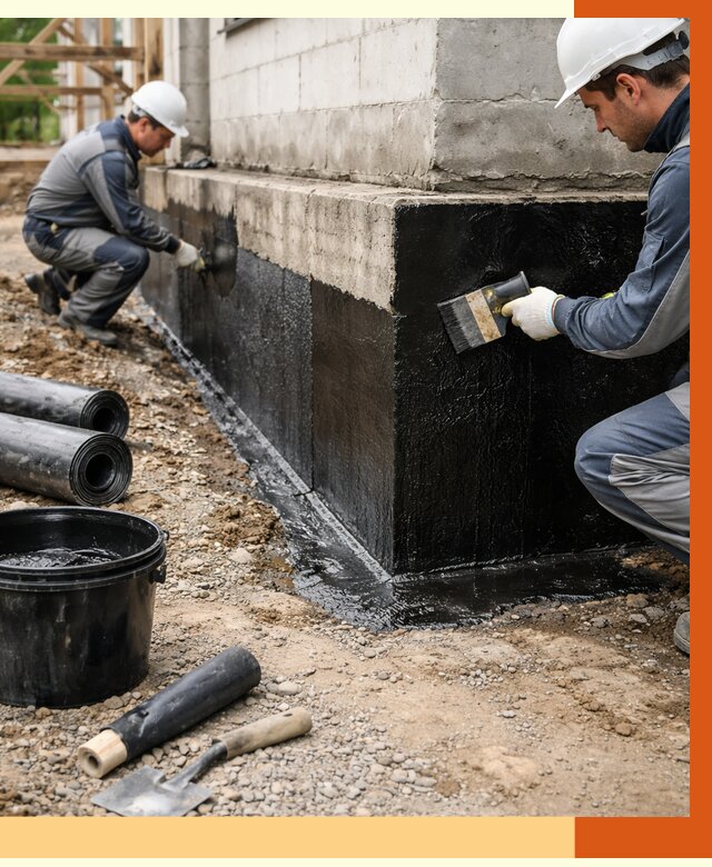 Гидроизоляция фундамента в Пушкино от 1297 руб. — профессионально, под ключ | ТепломастерПшк