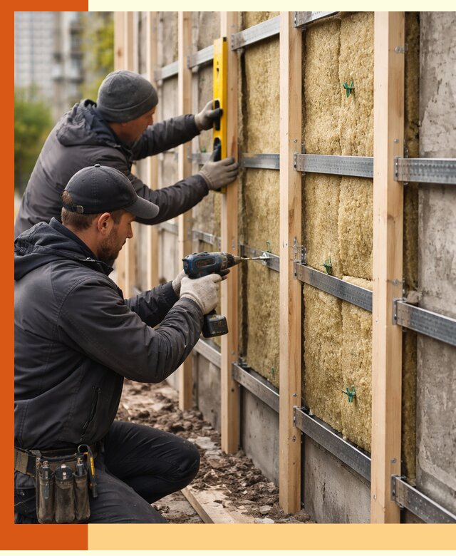Монтаж обрешетки под утепление зданий и квартир в Пушкино